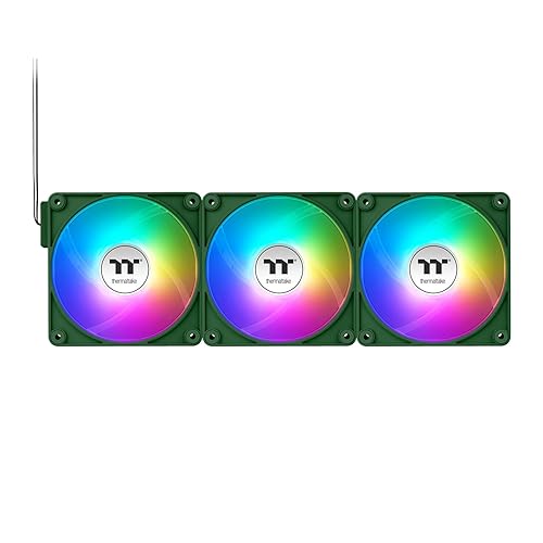 Thermaltake CT140 EX ARGB Sync PC Cooling Fan 3 Pack, PWM 500~1800 RPM, 5V Motherboard Sync, 16.8 Million Colors 9 LEDs, MagForce 2.0 Connectors, Hydraulic Bearing, Racing Green, CL-F222-PL14RG-A