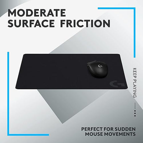 Logitech G240 Cloth Gaming Mouse Pad, Optimized for Gaming Sensors, Moderate Surface Friction, Non-Slip Mouse Mat - Black Black M Cloth