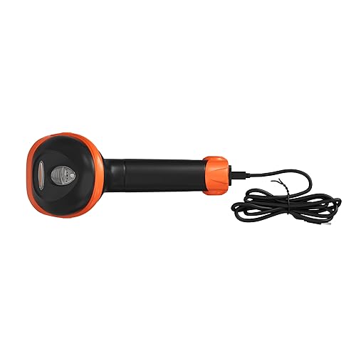 AMBIR BR100 Wired/USB Barcode Scanner: Supports-1D,2D,PDF417, & QR barcodes. OS: Win, Mac, Linux, Android. Read: Phone/Tablet Screens, Wrinkled/Low Quality barcodes. HID Device-Plug&Play-Black/Orange