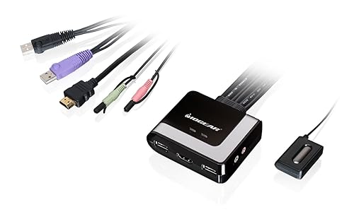 IOGEAR 2-Port HD and DisplayPort Cable KVM Kit with Audio, GCS62HMDPKIT 2-Port HDMI and Mini DisplayPort