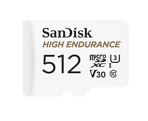SanDisk 512GB High Endurance Video microSDXC Card with Adapter for Dash Cam and Home Monitoring Systems - C10, U3, V30, 4K UHD, Micro SD Card - SDSQQNR-512G-GN6IA 512GB Card Only