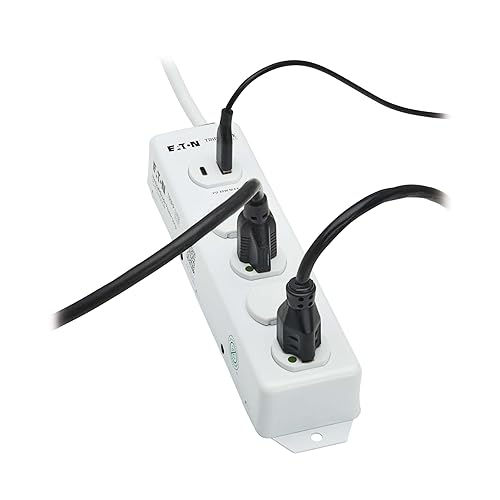 Tripp Lite Eaton Medical Hospital Power Strip with 2 USB Charging Ports, 4 Outlets + 15 Foot Cord, UL 1363 Certified Power Strip, Wall Mount and Under