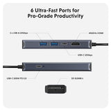 HyperDrive Next 6 Port USB-C Hub, Portable Travel Essentials and Connectivity Solution for Creators, Video Editors, Photographers, and More