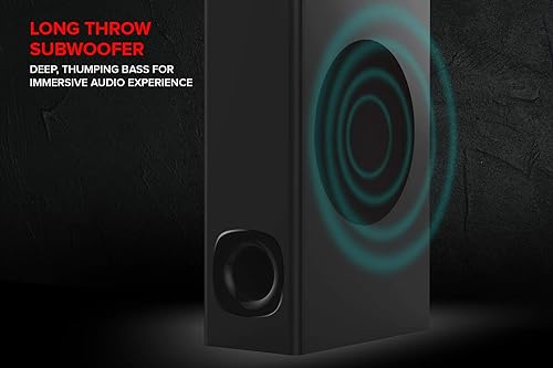 Creative Stage 2.1 Channel Under-Monitor Soundbar with Subwoofer for TV, Computers, and Ultrawide Monitors, Bluetooth/Optical Input/TV ARC/AUX-in, Remote Control and Wall Mounting Kit Soundbar + Subwoofer + Optical + TV ARC