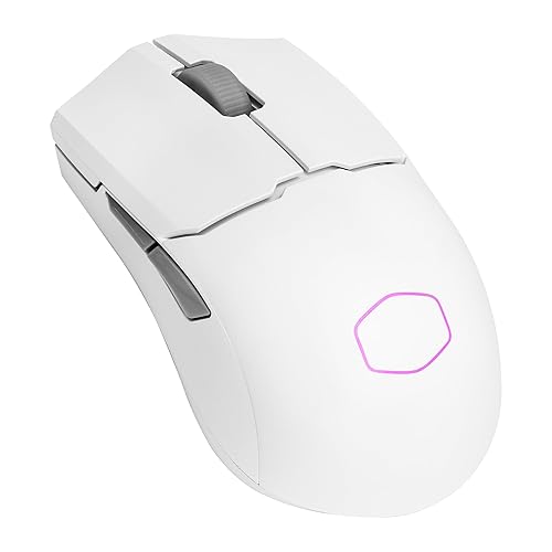 Cooler Master MM712 Wireless Gaming Mouse White with Adjustable 19,000 DPI, 2.4GHz and Bluetooth Wireless, Ultraweave Cable, PTFE Feet, RGB Lighting and MasterPlus+ Software