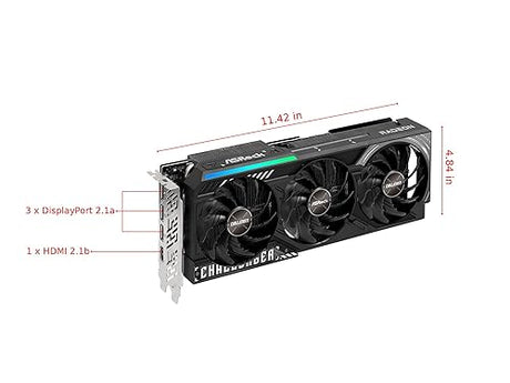 ASRock Radeon RX 9070 XT Challenger 16GB OC Graphics Card - AMD RDNA 4 Architecture, 2970 MHz Boost Clock, 16GB GDDR6, PCIe 5.0, DisplayPort 2.1a, HDMI 2.1b, Triple Fan Cooling 800W