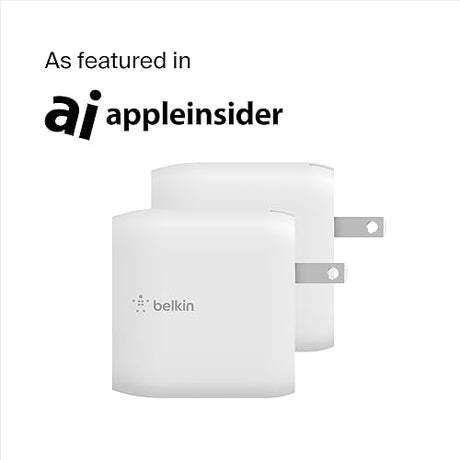 Belkin 40W Dual Port USB C Wall Charger - USB Type C Charger Fast Charging for iPhone 14, 14 Pro, 14 Pro Max, 13, 13 Pro, 13 Pro Max, Galaxy S21 Ultra, iPad, AirPods & More - USBC Charger (2-Pack)