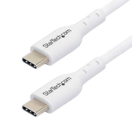 StarTech.com 1m (3.3ft) White USB-C Charging Cable, USB C Cable, USB 2.0 Type-C Laptop Charger Cord, 60W Power Delivery, M/M