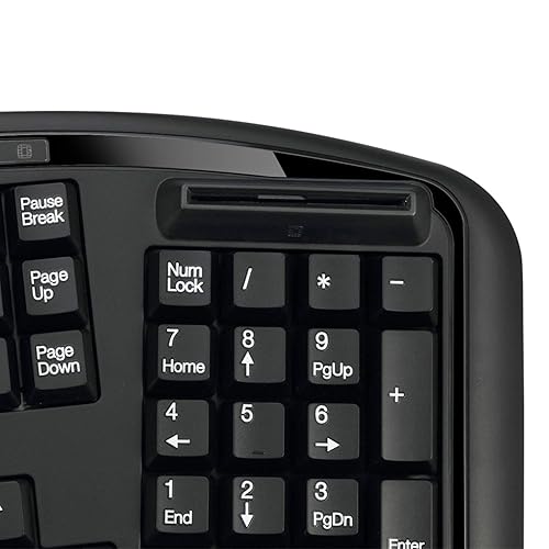 Adesso TruForm AKB-150SB-TAA Desktop Ergonomic Smart Card Reader Keyboard (TAA Compliant), Black