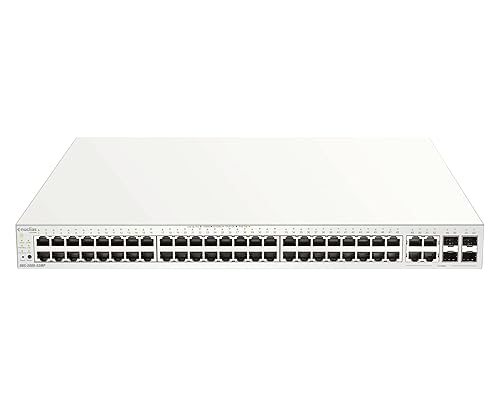 D-Link 52-Port PoE Nuclias Cloud-Managed Gigabit Ethernet Switch (370W Power Budget) | 48 GbE PoE + 4 Combo 1000Mbps Ports (DBS-2000-52MP)