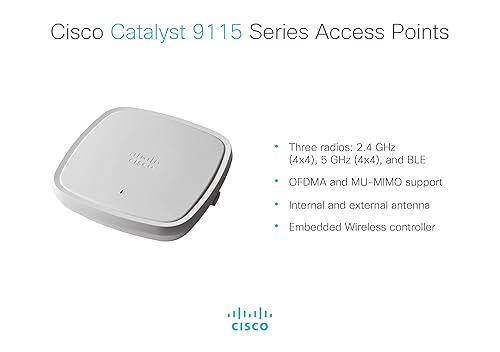 Cisco Catalyst C9115I 802.11ax 5.38 Gbit/s Wireless Access Point - 2.40 GHz, 5 GHz - MIMO Technology - Beamforming Technology - 1 x Network (RJ-45) - USB