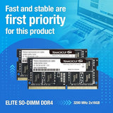 TEAMGROUP Elite DDR4 32GB Single 3200MHz PC4-25600 CL22 Unbuffered Non-ECC 1.2V SODIMM 260-Pin Laptop Notebook PC Computer Memory Module Ram Upgrade - TED432G3200C22-S01 32 Go (1 x 32Go)