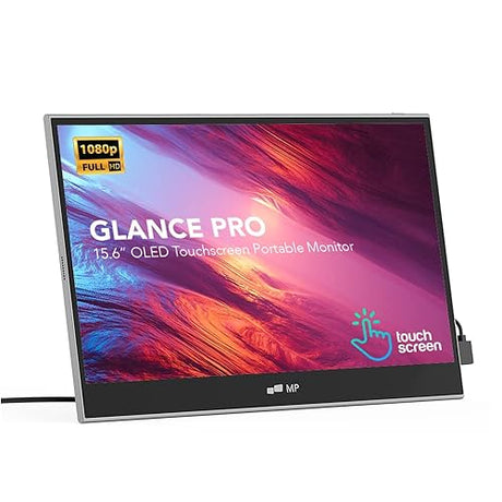 Portable Monitor - Mobile Pixels Glance Pro 15.6 OLED Touchscreen Monitor, FHD 100% DCI-P3 1MS 100000:1, HDMI USBC Screen with Battery and Speaker, Window/Mac/PC/Android Compatible( 15.6 Glance Pro)