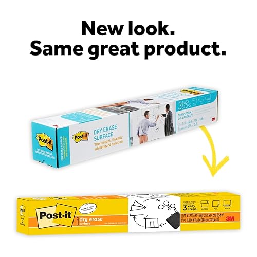 Post-it Dry Erase Whiteboard Film Surface for Walls, Doors, Tables, Chalkboards, Whiteboards, and More, Removable, Stain-Proof, Easy Installation, 8 ft x 4 ft Roll (DEF8X4), Model Number: DEF8x4