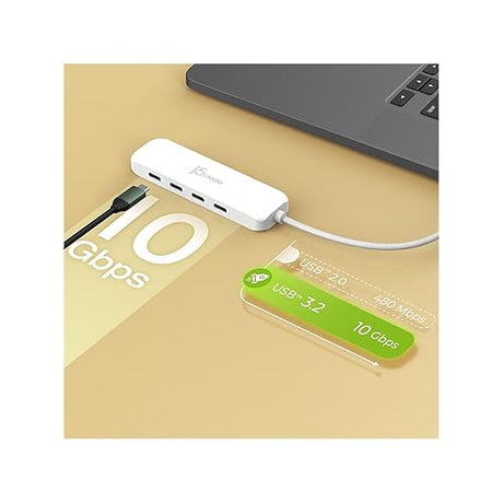 j5create 4-in-1 USB-C to 4-Port Type-C Hub(Eco-Friendly), USB-C Hub with 10 Gbps USB-C | Compatible with MacBook Pro, MacBook Air, iPad, Mac Mini and More Type C Devices and More(JCH345EW) Natural White