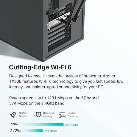 TP-Link AX1800 Wi-Fi 6 Bluetooth 5.2 PCIe Adapter for PC (Archer TX20E) - 802.11AX Dual Band Wireless Adapter with MU-MIMO, WPA3, Supports Windows 11, 10 (64bit) Only, Easy Setup AX1800 + Bluetooth