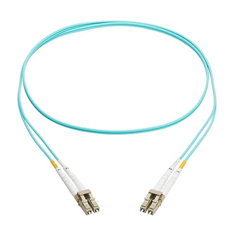 Eaton Tripp Lite Series Fiber Patch Cable, 2 Meters / 6.6 Feet, LC to LC Fiber Optic Cable, 10Gb OM3 Multimode Duplex, 50/125um, Aqua, TAA Compliant, Lifetime Manufacturer's Warranty (N820-02M-TAA)