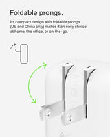 Belkin BoostCharge 42W Dual Port Wall Charger, USB-C + USB-A Charger Fast Charging for iPhone 16, 15, & 14 Series, Galaxy S25 Series, iPad, AirPods & More - USB-C to USB-C Cable Included - White Includes C-C Cable