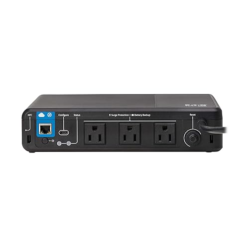 Tripp Lite Cloud-Connected 350VA UPS Battery Backup and Surge Protector, Remote Management & Monitoring, 210W, 3 Outlets, Computer UPS, Wall Mount Option, 5ft Cord, 3-Year Warranty (BC350RNC)