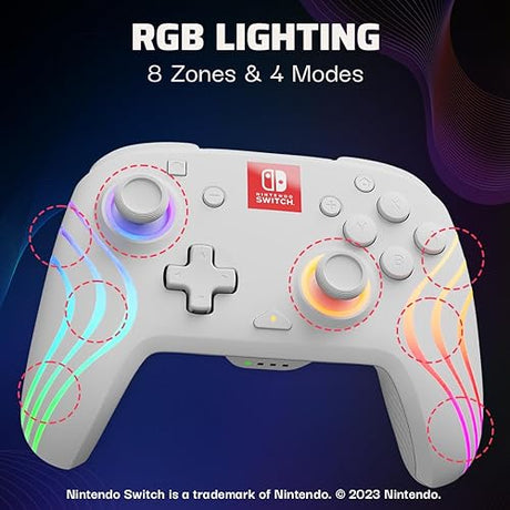 PDP Afterglow™ Wave Wireless Controller: White For Nintendo Switch, Nintendo Switch - OLED Model