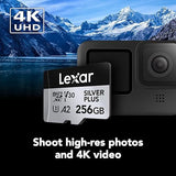 Lexar 256GB Professional Silver Plus microSDXC Memory Card, UHS-I, C10, U3, V30, Full-HD & 4K Video, Up to 205/150 MB/s Read/Write, for Videographers, Gamers (LMSSIPL256G-BNANU)