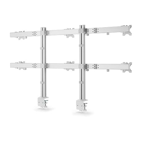StarTech.com Six-Monitor Desk Mount w/Crossbar, Up to 32-inch Computer Screens/Max 17.6lb Each, Dual Column, C-clamp/Grommet