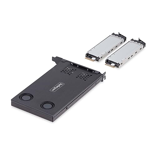 StarTech.com Dual-Bay M.2 NVMe SSD to PCIe x8 Removable Mobile Rack; PCI Express Bifurcation Required; Tool-Less Install