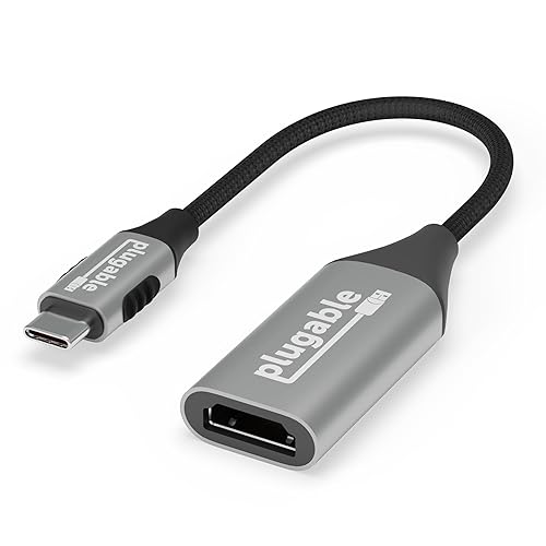 Plugable USB C to HDMI Adapter, HDMI 2.1, 8K 60Hz or 4K 144Hz, USB4 / Thunderbolt Compatible with XPS, iPhone 15, iPad Pro, MacBook Pro, Mac Resolution up to 4K 60Hz (USBC-HDMI8K)