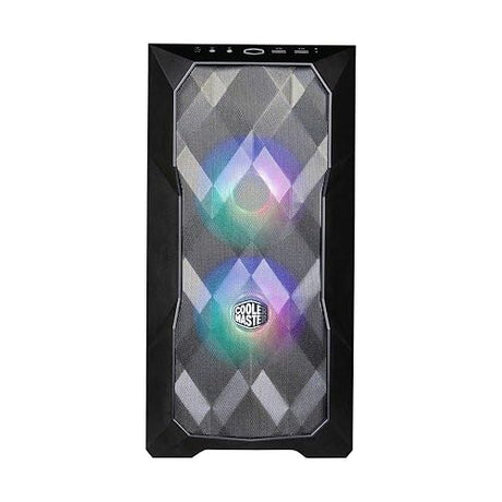 Cooler Master TD300 Mesh White Micro-ATX Tower with Polygonal Mesh Front ana Removable Top Panel, ARGB/PWM Hub Tempered Glass, Dual Sickleflow PWM ARGB Lighting Fans