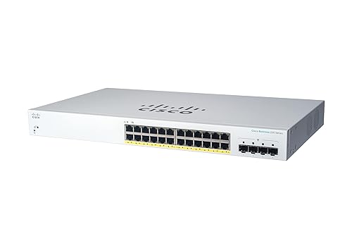 Cisco Business CBS220-24FP-4G Smart Switch | 24 Port GE | Full PoE | 4x1G SFP | 3-Year Limited Hardware Warranty (CBS220-24FP-4G-NA) 24-port GE / PoE+ / 382W / 4 x GE uplinks