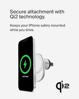 Belkin MagSafe-Compatible Wireless Car Charger 15W, Fast Charging Wireless Charger - Powerful Magnetic Vent Holder for iPhone 17, 16, 15, 14, 13 Series, Pixel 10, Secure Car Phone Mount - White Charging Mount