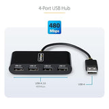 StarTech.com 4-Port USB 2.0 Hub, USB Bus Powered, Small Travel Mini USB Hub, Multi-Port USB 2.0 Splitter, Portable USB Hub