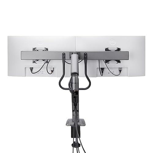 StarTech.com Desk Mount Dual Monitor Arm with Crossbar, Up to 27 Displays, Max 33lb/15kg, C-Clamp, Mechanical Spring, TAA