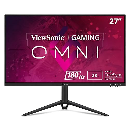 ViewSonic Omni VX2728J-2K 27 Inch Gaming Monitor 1440p 180hz 0.5ms IPS w/FreeSync Premium, Advanced Ergonomics, HDMI, and DisplayPort, Black 27-Inch 1440p Ergonomic