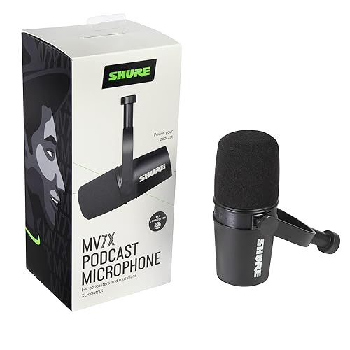 Shure MV7X XLR Dynamic Microphone – Voice-Isolating Cardioid Mic for Podcasting, Vocal Recording & Broadcasting, All-Metal, Black
