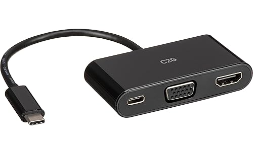 C2G USB-C® to 4K HDMI® and VGA Multiport Adapter with Power Delivery up to 60W - Black