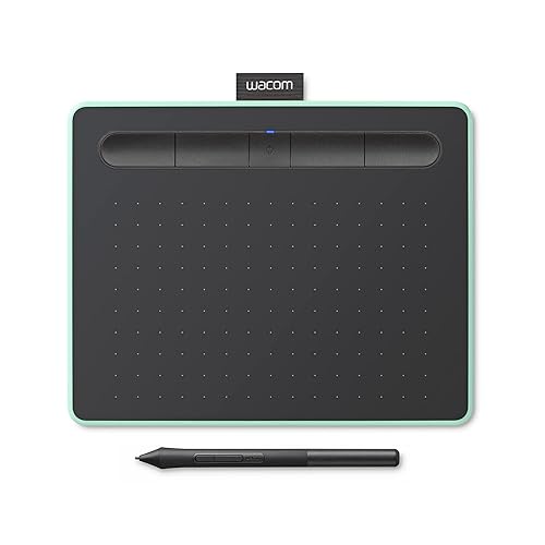 Wacom Intuos Wireless Graphics Drawing Tablet with 3 Downloadable Software Programs, 7.9 X 6.3, Black with Pistachio Accent (CTL4100WLE0), Small Pistachio Small Bluetooth