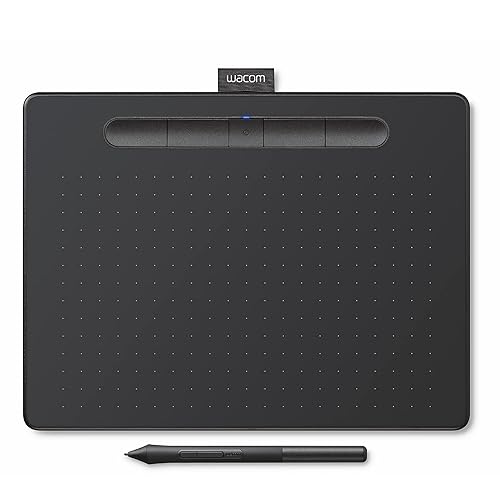 Wacom Intuos Medium Bluetooth Graphics Drawing Tablet, Portable for Teachers, Students and Creators, 4 Customizable ExpressKeys, Compatible with Chromebook Mac OS Android and Windows - Black Black Medium Wireless wireless