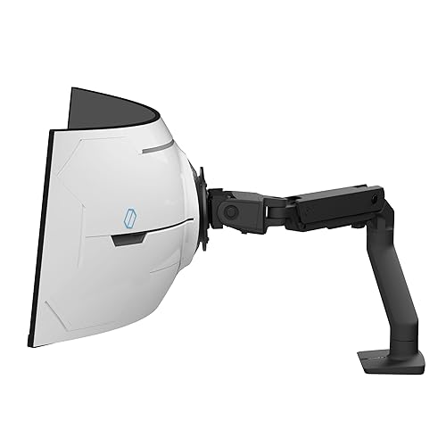 Ergotron - HX VHD Premium Heavy Duty Gaming Monitor Arm, Single Monitor Desk Mount – for 1000R Curved Ultrawide Monitors Up to 57 Inches, 9-14 Inches Depth, VESA 75x75mm or 100x100mm – Matte Black Matte Black VHD Pivot
