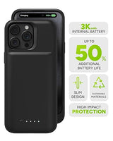 Mophie Juice Pack iPhone 15 Pro Max Battery Case - Legendary Power & Protection - Up to 50% Extra Battery, 6ft Drop Safety, Eco-Friendly Design, Black