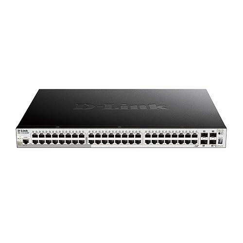 D-Link 48-Port Gigabit Stackable Smart Managed PoE Switch with 4 10GbE SFP+ Ports, 370W Power Budget 52 Port, 48 POE 370W, 4 SFP+