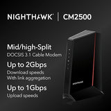 NETGEAR Nighthawk DOCSIS 3.1 Mid/high-Split Cable Modem (CM2500) – Approved for Today’s Faster Speeds & Compatible with All Providers Incl. Xfinity, Spectrum, Cox - for Plans up to 2Gbps