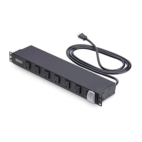 StarTech.com 12-Outlet Rackmount PDU, 1U Server Power Strip, Wide-Spaced Right-Angle Ports, Mounted Power Distribution Unit