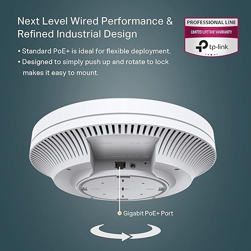 TP-Link Omada Business WiFi 6 AX5400 2.5G Ceiling Mount Access Point (EAP670) - Support Mesh, OFDMA, Seamless Roaming, HE160 & MU-MIMO, SDN Integrated, Cloud Access & Omada App, PoE+ Powered, White