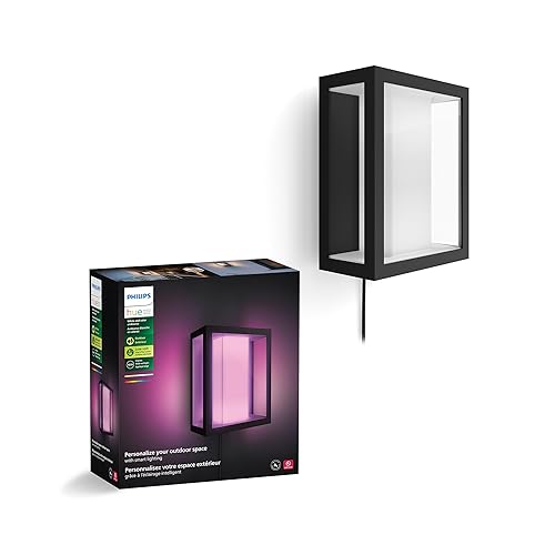 Philips Hue Impress Outdoor Wall Light Wide (Low-Volt), (240 x 190 mm) White & Color Light, Voice Control with Alexa, Apple Home & Google Assistant, Bridge Required?