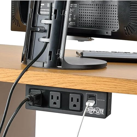 Tripp Lite TLP310USBS Computer Surge Protector, Black Mounting Bracket