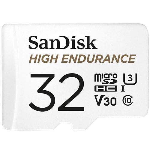 SanDisk 32GB High Endurance Video microSDHC Card with Adapter for Dash cam and Home Monitoring Systems - C10, U3, V30, 4K UHD, Micro SD Card - SDSQQNR-032G-GN6IA 32GB Card Only