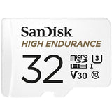 SanDisk 32GB High Endurance Video microSDHC Card with Adapter for Dash cam and Home Monitoring Systems - C10, U3, V30, 4K UHD, Micro SD Card - SDSQQNR-032G-GN6IA 32GB Card Only