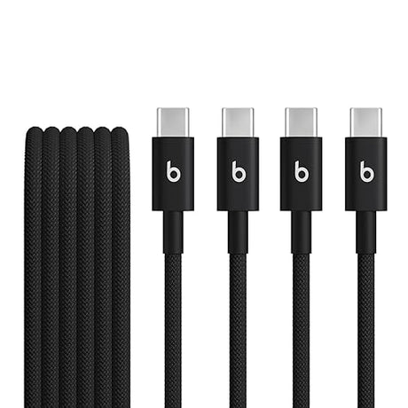 Beats USB-C to USB-C Woven Cable 2 Pack Fast Charging Durable/Tangle-Free Compatible Charger for Apple & Android Devices (1.5 m) - Bolt Black Bolt Black 2 Pack (1.5 m)