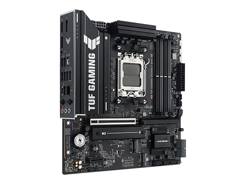 ASUS TUF Gaming B850M-E WiFi mATX Motherboard, 8+2+1 80A DrMOS Power Stage, DDR5, PCIe 5.0, Three M.2 Slots, WiFi 6E, 2.5Gb Ethernet, DisplayPort, HDMI, Rear USB-C 10Gbps and Front USB-C 5Gbps